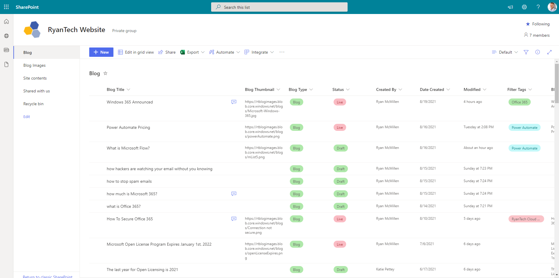 RyanTech Dashboard